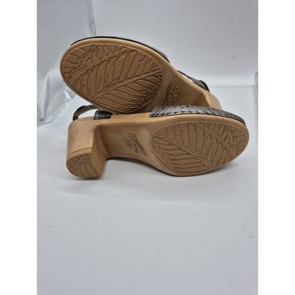 Dansko Teagan Laser Cut Leather Heeled Sandals Women's Size 40 Gray Metallic 384 - Picture 9 of 10